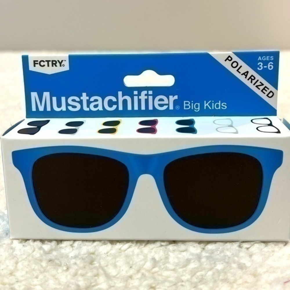 FCTRY “Mustachifier" Blue Polarized Big Kids Sunglasses